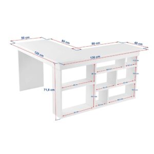 wohnli-moebel-suche-800001354219-1 ECKSCHREIBTISCH mit stauraum - organis 130/50/72 cm Holzwerkstoff Calicosy Möbel > Tische > Schreibtische > Eckschreibtische Weiß