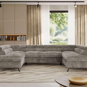 WOHNLANDSCHAFT PABLO U Cord Hellbraun Textil MKS Möbel > Sofas & Couches > Wohnlandschaften > Wohnlandschaften U-Form Grau