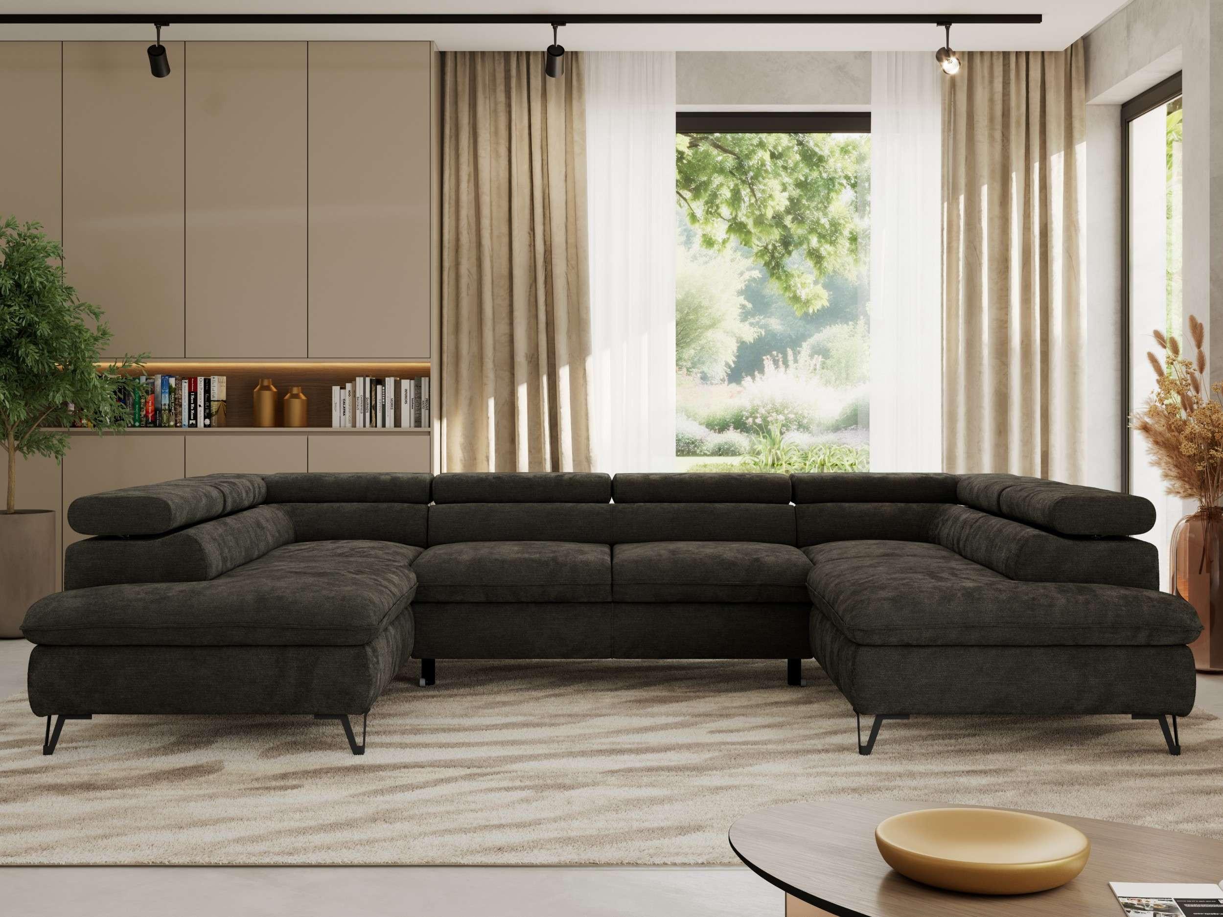 wohnli-moebel-suche-800001354271-1 WOHNLANDSCHAFT PABLO U Schenille glatt Dunkelgrau mit Topper T25 Textil MKS Möbel > Sofas & Couches > Wohnlandschaften > Wohnlandschaften U-Form Grau