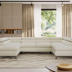 wohnli-moebel-suche-800001354274-1 WOHNLANDSCHAFT PABLO U Schenille glatt Creme mit Topper T25 Textil MKS Möbel > Sofas & Couches > Wohnlandschaften > Wohnlandschaften U-Form Weiß