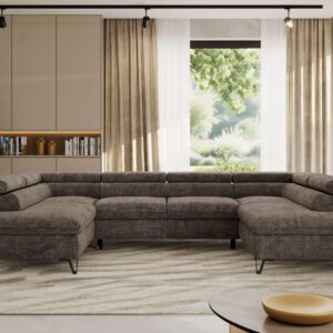 wohnli-moebel-suche-800001354297-1 WOHNLANDSCHAFT PABLO U Schenille grob gewebt Braun Textil MKS Möbel > Sofas & Couches > Wohnlandschaften > Wohnlandschaften U-Form Braun