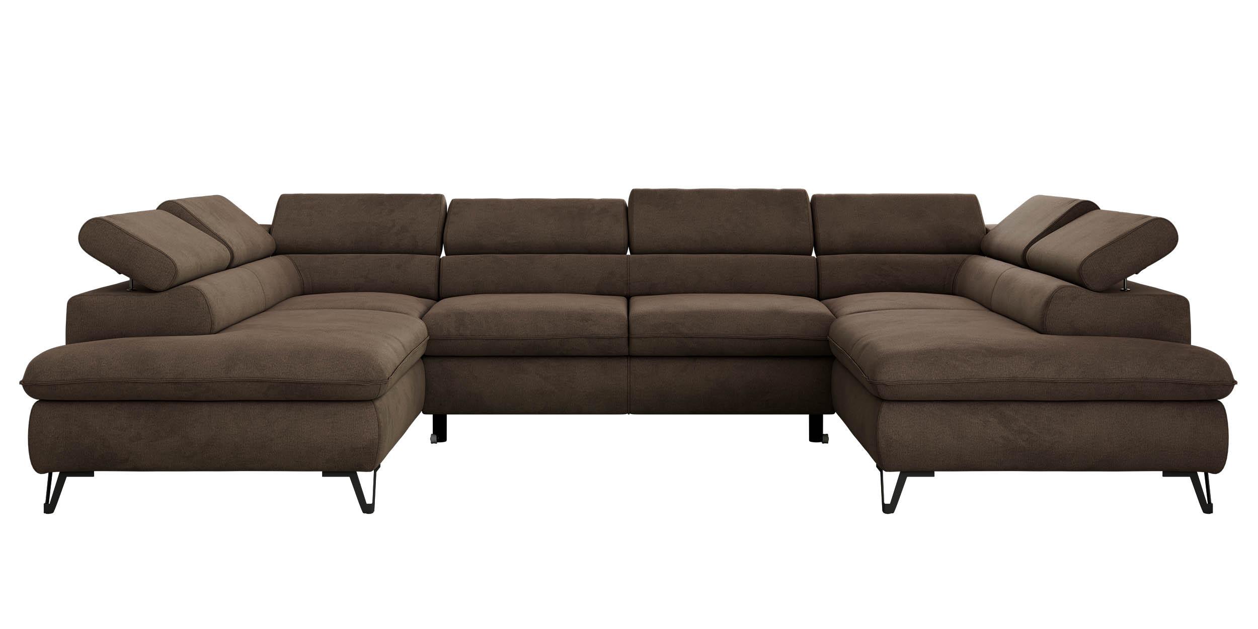 Wohnli Möbelsuche - WOHNLANDSCHAFT PABLO U Velvet Braun mit Topper T25