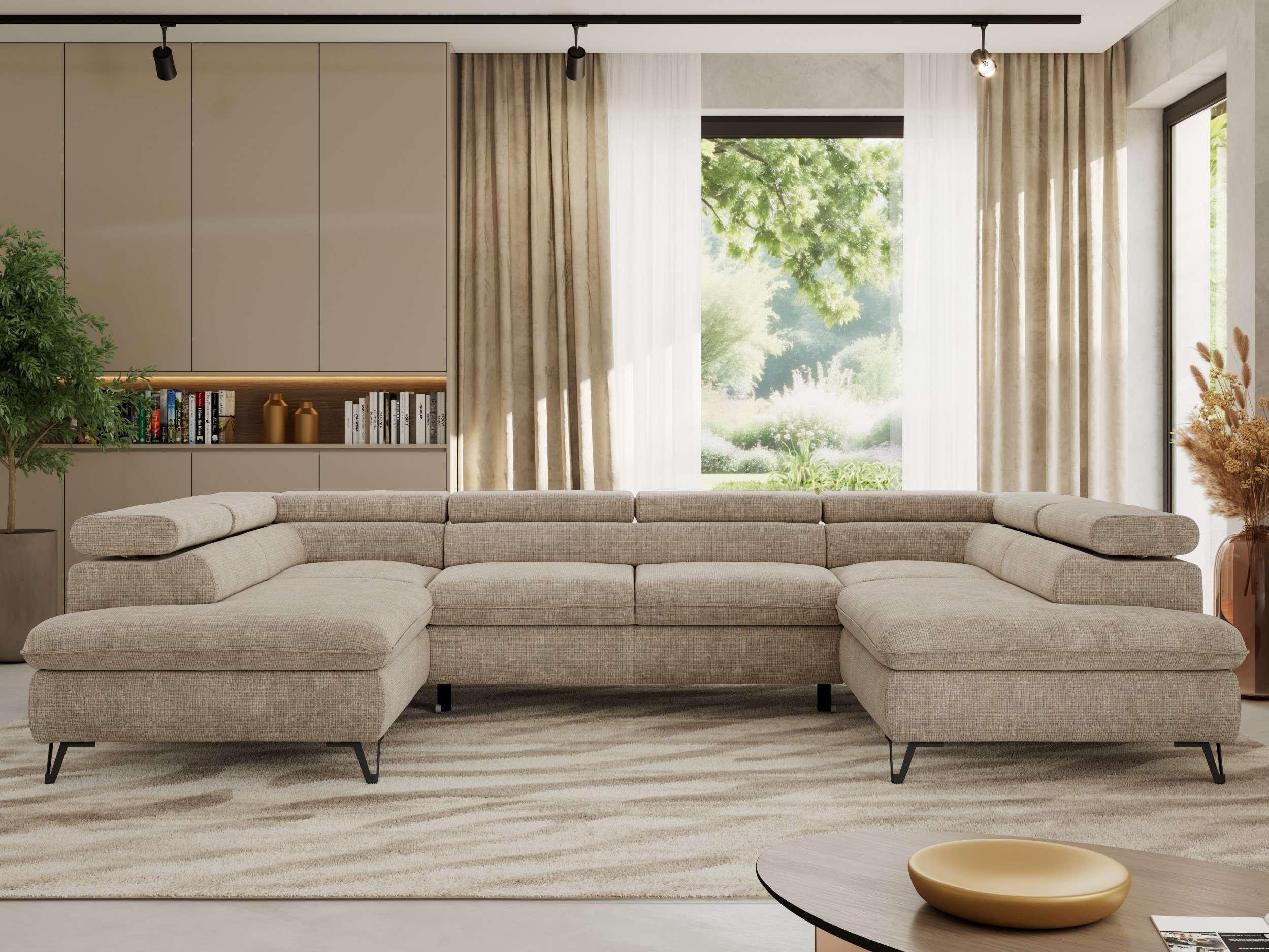 WOHNLANDSCHAFT PABLO U Schenille grob gewebt Beige Textil MKS Möbel > Sofas & Couches > Wohnlandschaften > Wohnlandschaften U-Form Beige