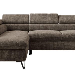 wohnli-moebel-suche-800001354307 Wohnli Möbelsuche - ECKSOFA PABLO L Braun Schenille grob gewebt - Links Seite mit Visco Topper