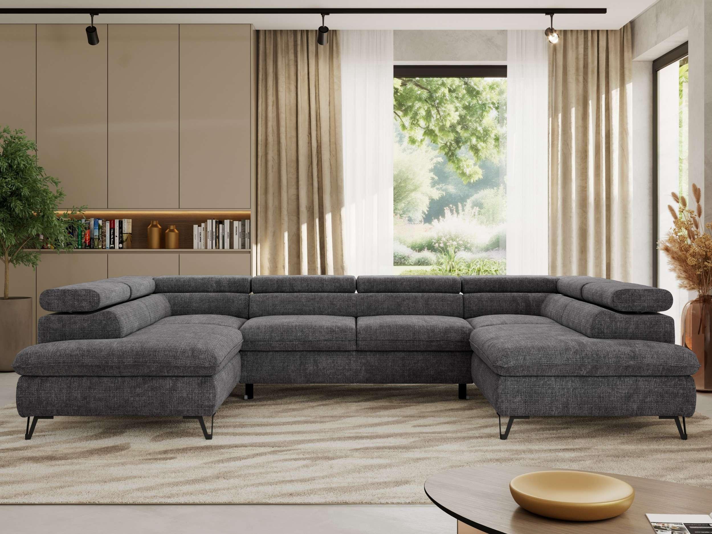 WOHNLANDSCHAFT PABLO U Schenille grob gewebt Grau Textil MKS Möbel > Sofas & Couches > Wohnlandschaften > Wohnlandschaften U-Form Grau