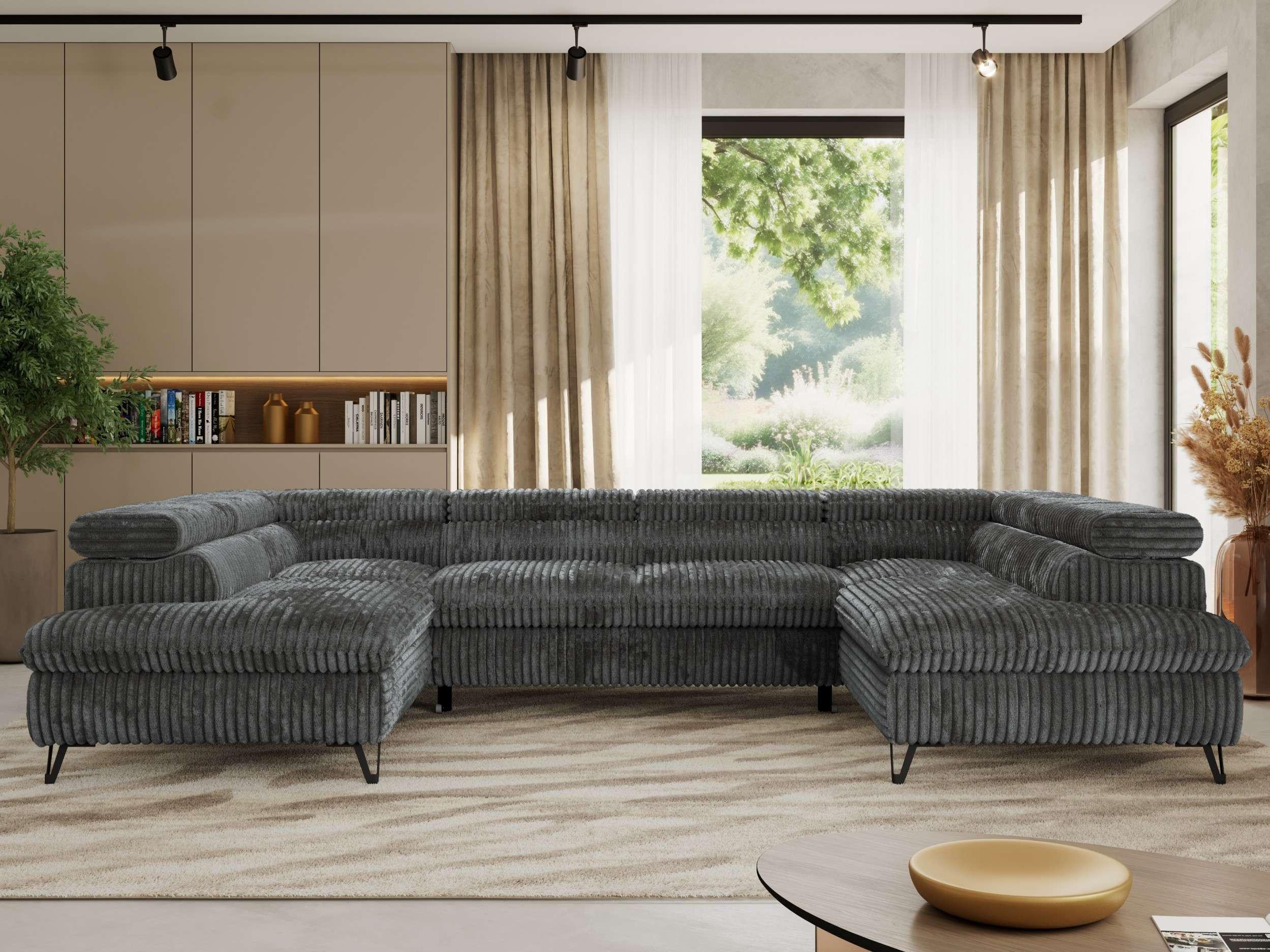 wohnli-moebel-suche-800001354339-1 WOHNLANDSCHAFT PABLO U Cord Grau mit Topper T25 Textil MKS Möbel > Sofas & Couches > Wohnlandschaften > Wohnlandschaften U-Form Grau