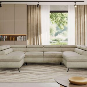 WOHNLANDSCHAFT PABLO U Velvet Beige Textil MKS Möbel > Sofas & Couches > Wohnlandschaften > Wohnlandschaften U-Form Beige
