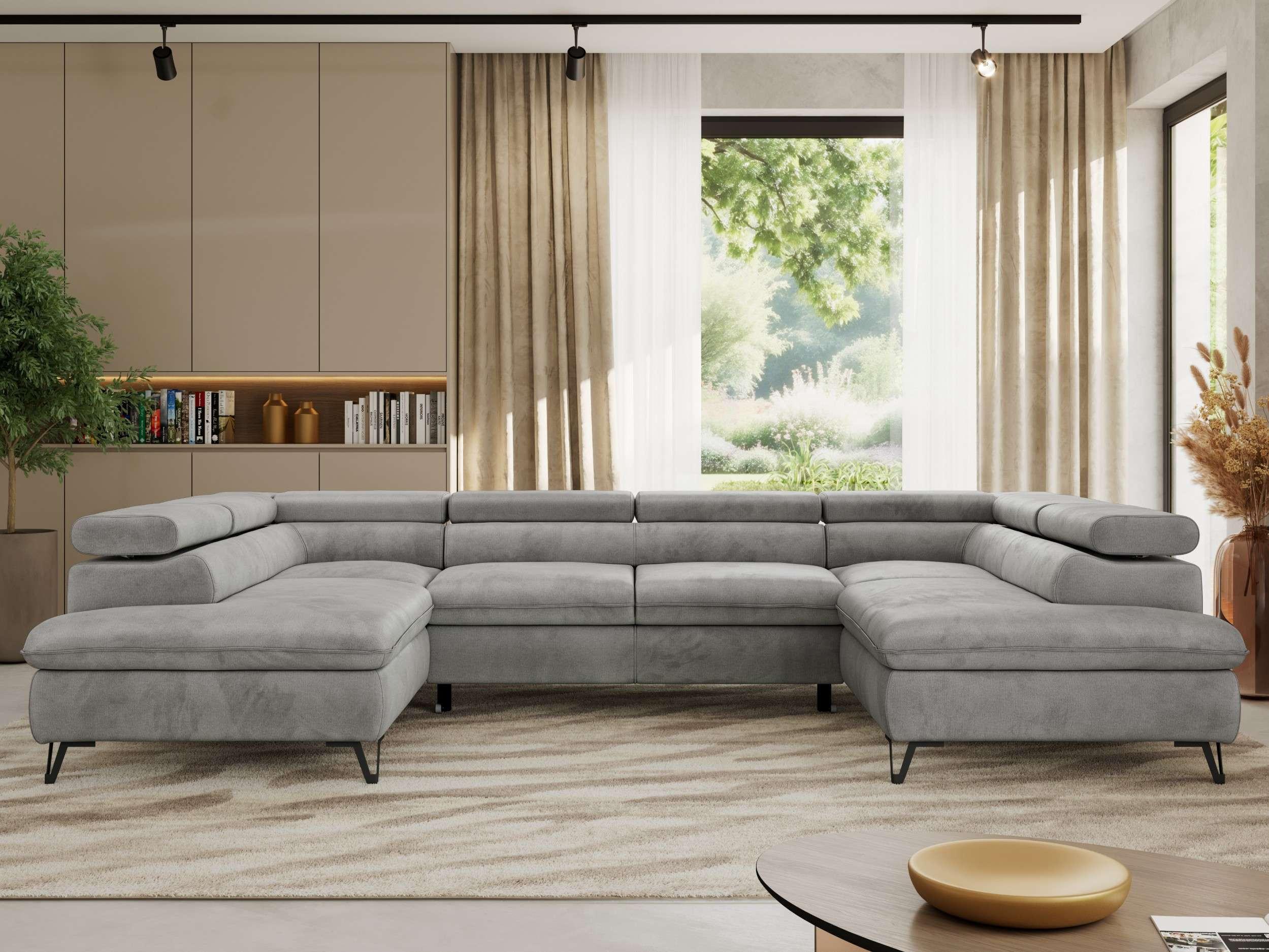 WOHNLANDSCHAFT PABLO U Velvet Hellgrau Textil MKS Möbel > Sofas & Couches > Wohnlandschaften > Wohnlandschaften U-Form Grau