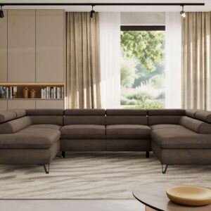 WOHNLANDSCHAFT PABLO U Velvet Braun Textil MKS Möbel > Sofas & Couches > Wohnlandschaften > Wohnlandschaften U-Form Braun