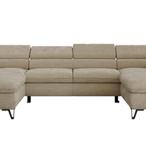 Wohnli Möbelsuche - WOHNLANDSCHAFT PABLO U Schenille glatt Beige mit Topper Visco