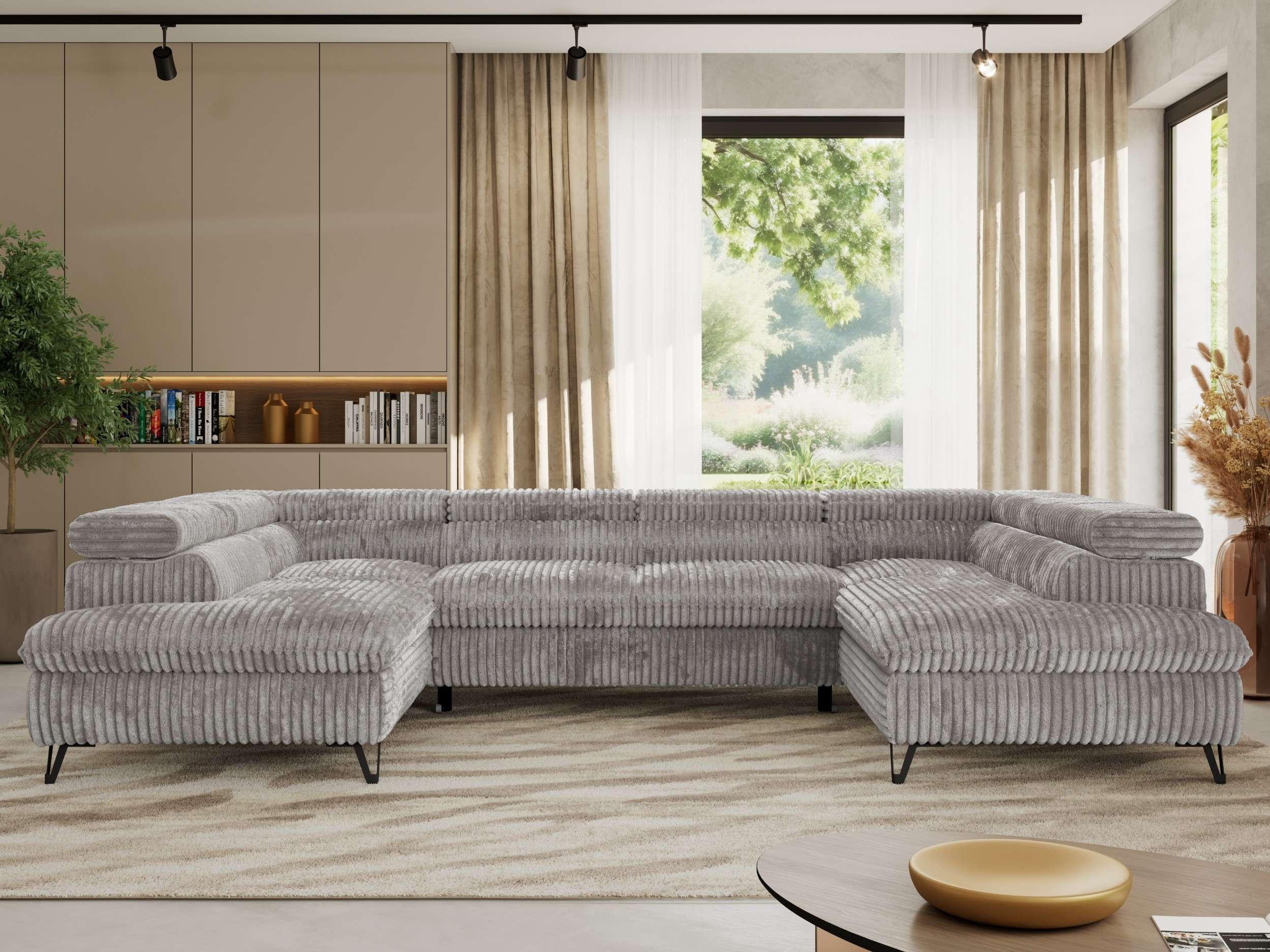 wohnli-moebel-suche-800001354361-1 WOHNLANDSCHAFT PABLO U Cord Hellgrau mit Topper Visco Textil MKS Möbel > Sofas & Couches > Wohnlandschaften > Wohnlandschaften U-Form Grau