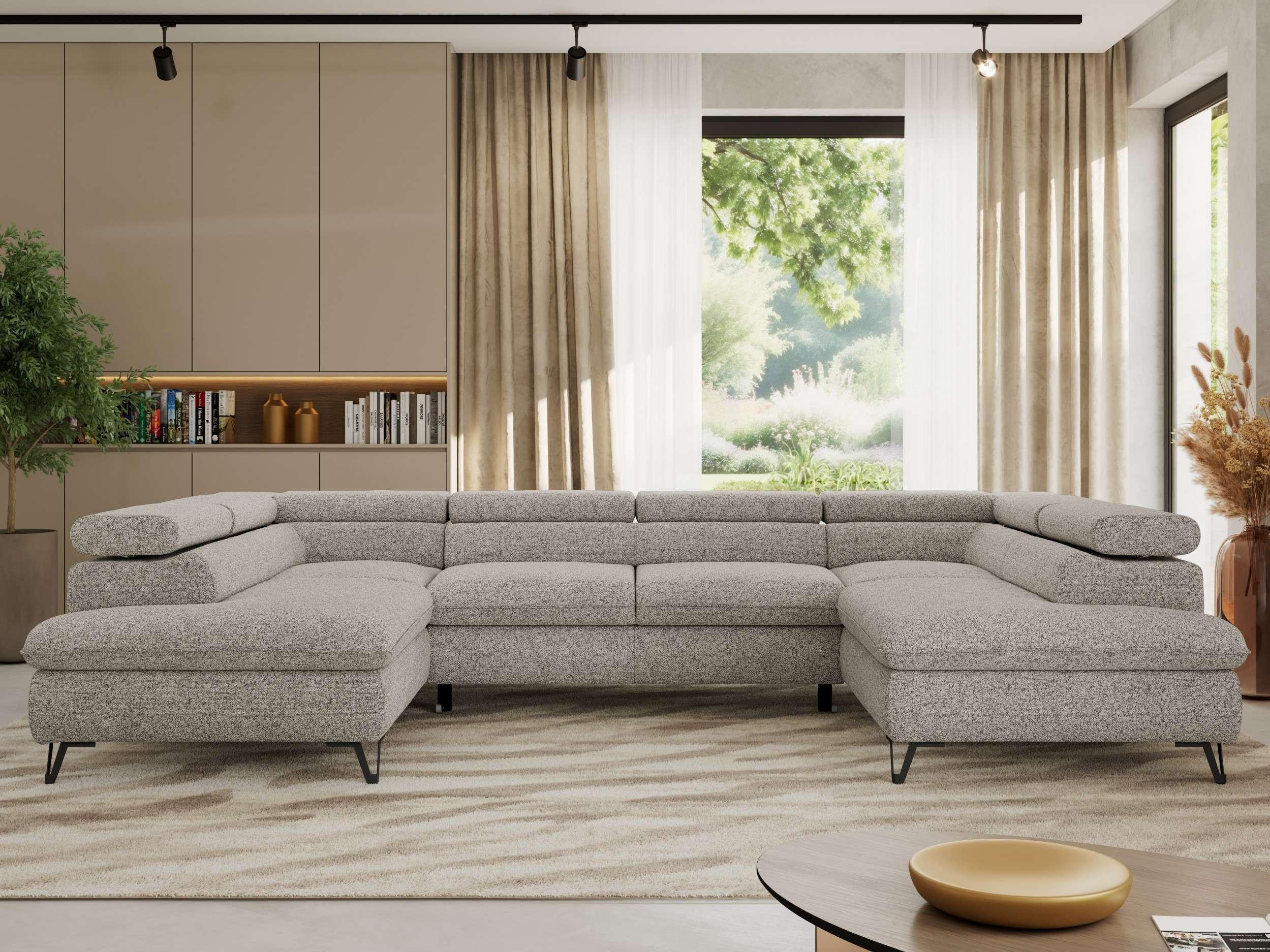 wohnli-moebel-suche-800001354363-1 WOHNLANDSCHAFT PABLO U Strukture Hellgrau mit Topper Visco Textil MKS Möbel > Sofas & Couches > Wohnlandschaften > Wohnlandschaften U-Form Grau