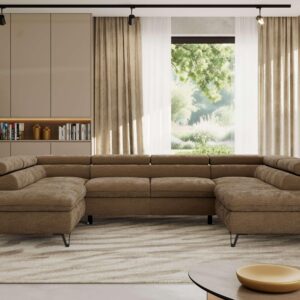 wohnli-moebel-suche-800001354373-1 WOHNLANDSCHAFT PABLO U Schenille glatt Braun mit Topper Visco Textil MKS Möbel > Sofas & Couches > Wohnlandschaften > Wohnlandschaften U-Form Braun