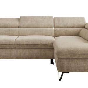 Wohnli Möbelsuche - ECKSOFA PABLO L Beige Schenille grob gewebt - Rechts Seite mit T25 Topper
