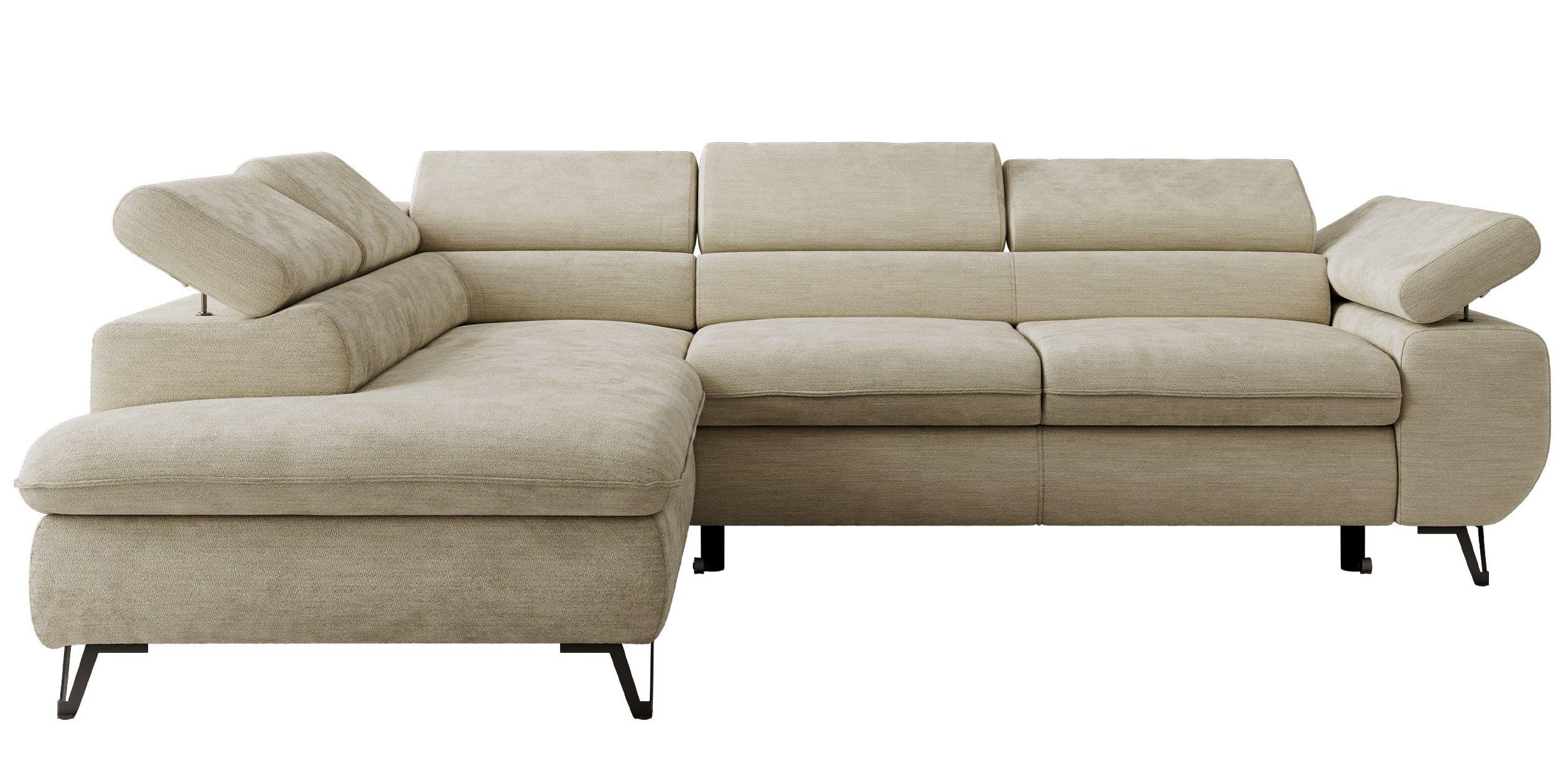Wohnli Möbelsuche - ECKSOFA PABLO L Beige Schenille glatt - Links Seite mit Visco Topper