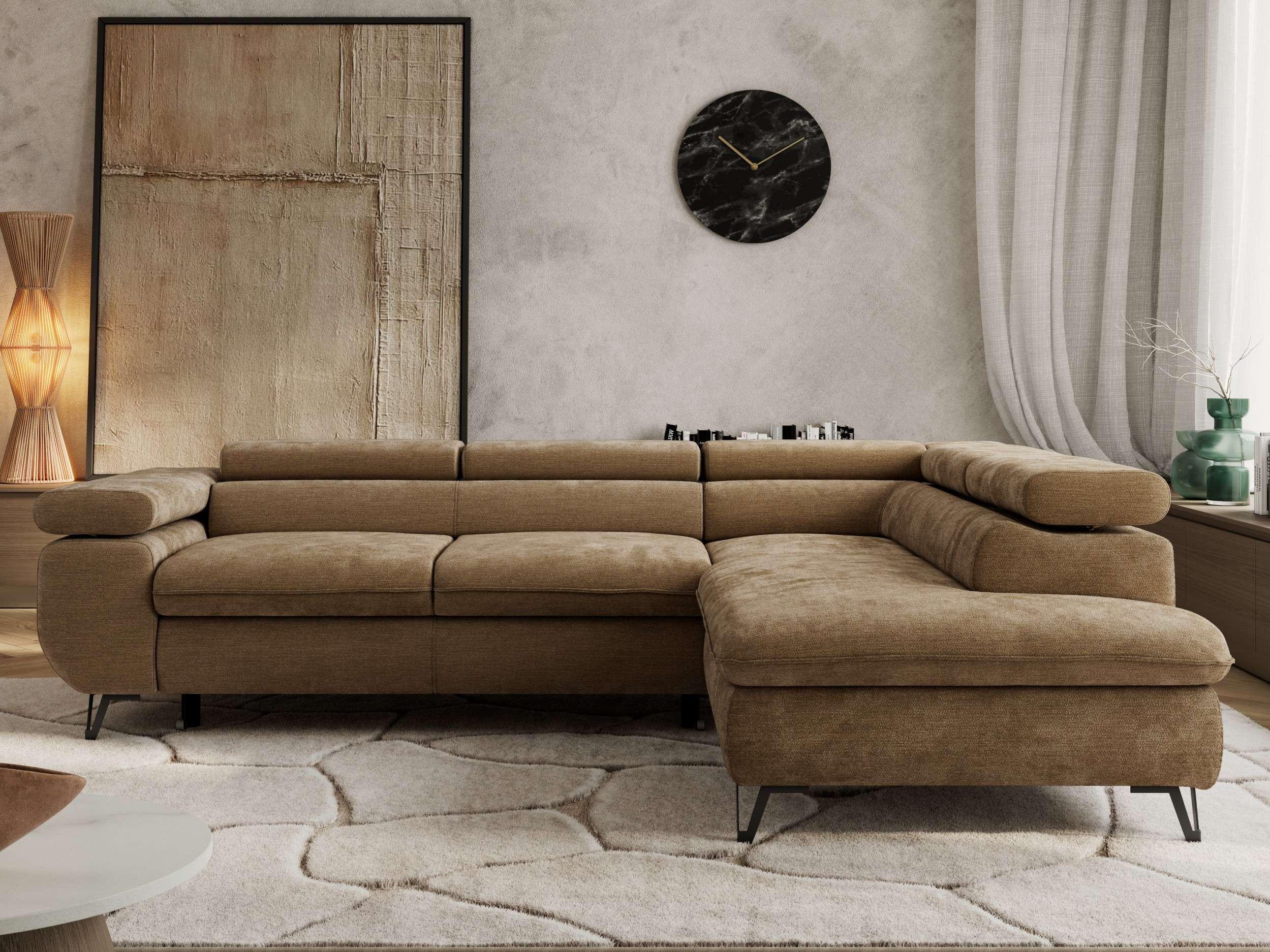 wohnli-moebel-suche-800001354528-1 ECKSOFA PABLO L Braun Schenille glatt - Rechts Seite mit T25 Topper Textil MKS Möbel > Sofas & Couches > Wohnlandschaften > Ecksofas Braun