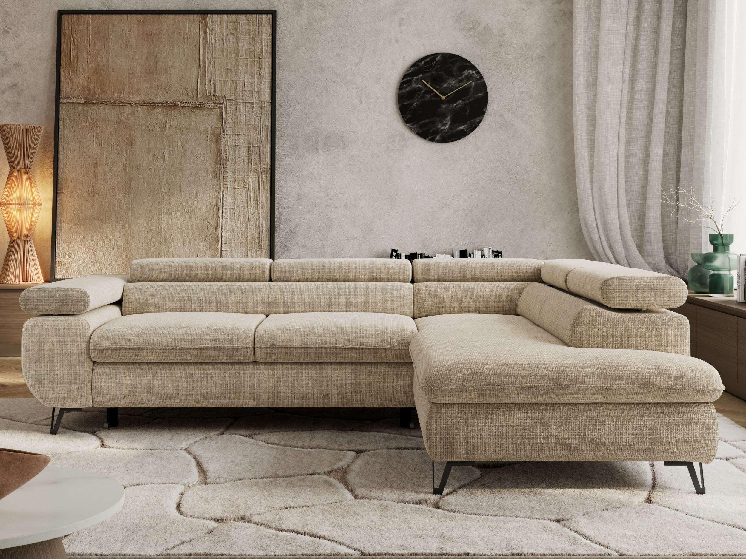 wohnli-moebel-suche-800001354529-1 ECKSOFA PABLO L Beige Schenille grob gewebt - Rechts Seite Textil MKS Möbel > Sofas & Couches > Wohnlandschaften > Ecksofas Beige