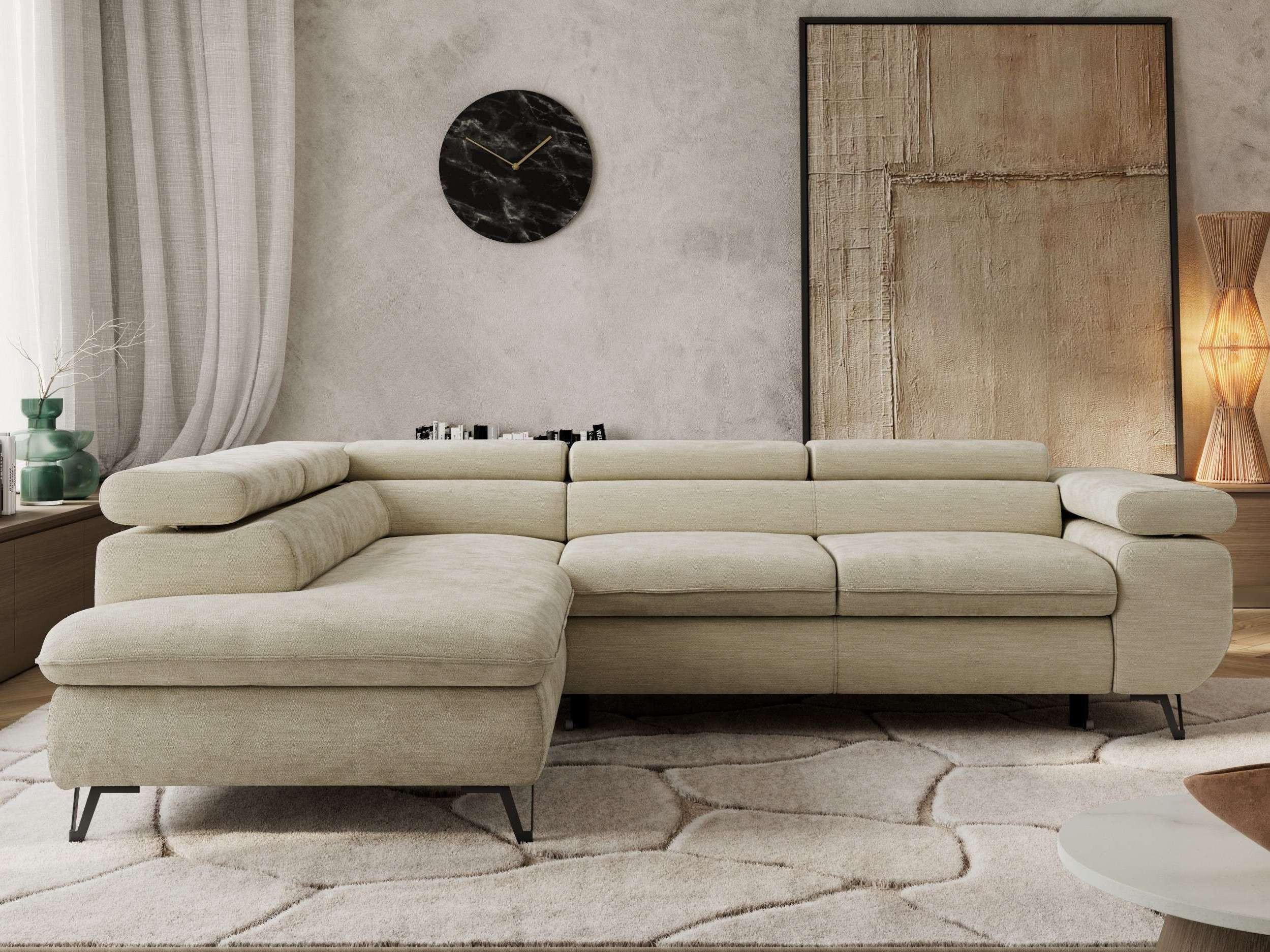wohnli-moebel-suche-800001354565-1 ECKSOFA PABLO L Beige Schenille glatt - Links Seite Textil MKS Möbel > Sofas & Couches > Wohnlandschaften > Ecksofas Beige