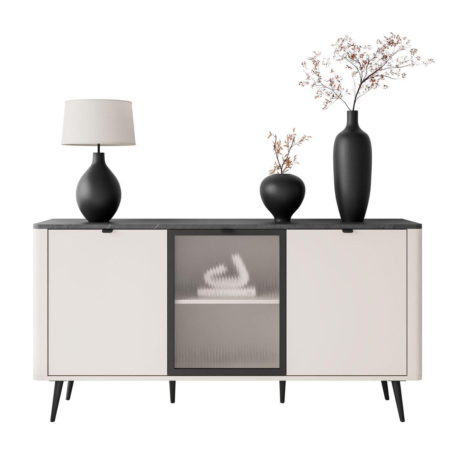 Wohnli Möbelsuche - KOMMODE auf Füßen AUTUMN 2D1W mit Glasfront