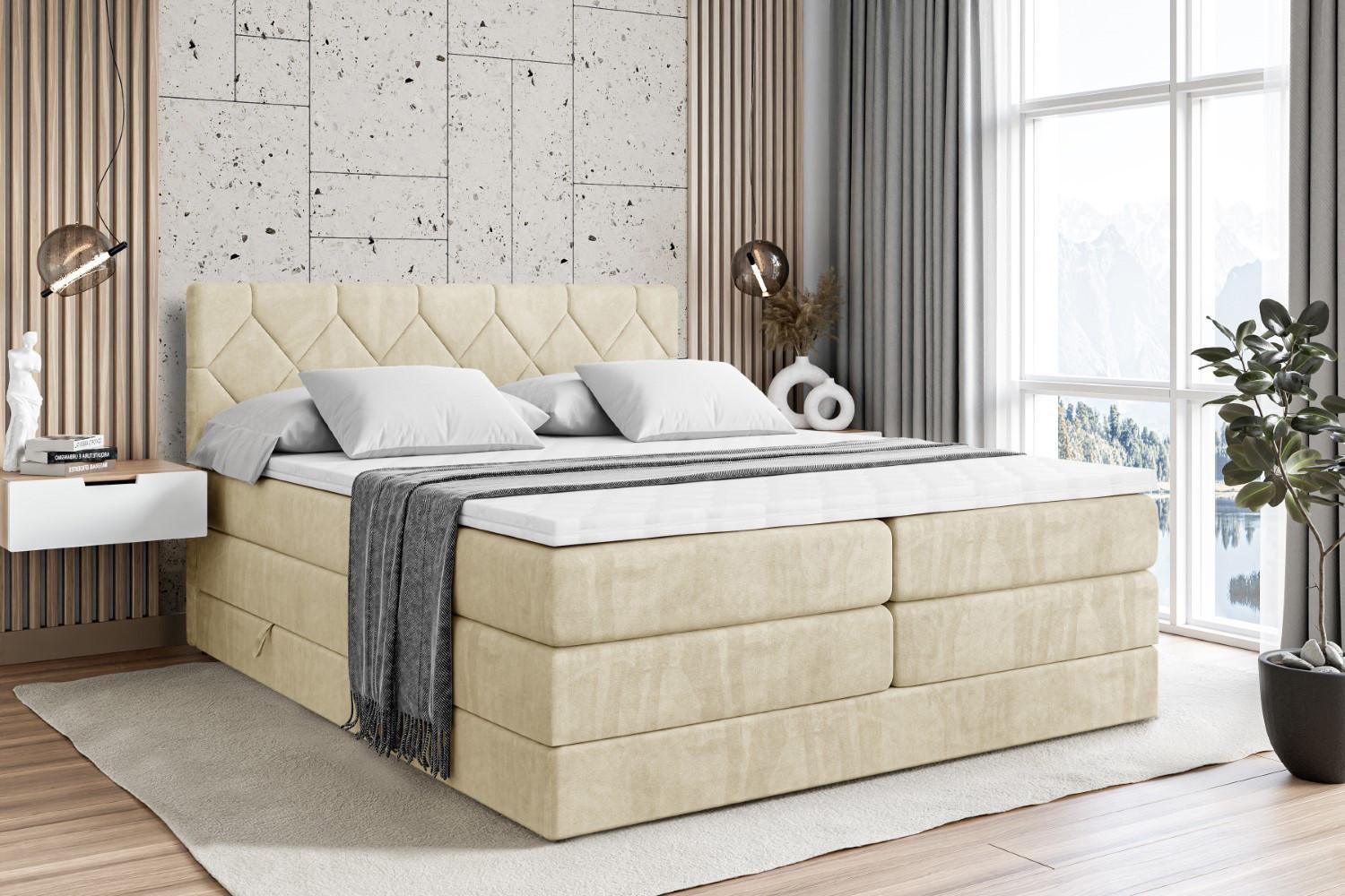 BOXSPRINGBETT CATOR KING - 200x200 - H3/H4 - Beige Holzwerkstoff ALTDECOR Möbel > Betten > Boxspringbetten Beige