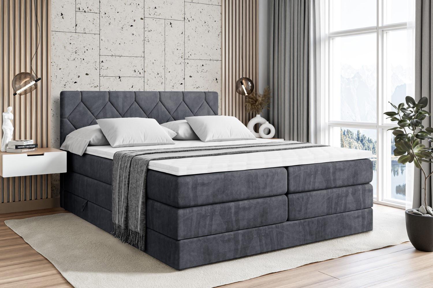 BOXSPRINGBETT CATOR KING - 200x200 - H3/H4 - Dunkelgrau Holzwerkstoff ALTDECOR Möbel > Betten > Boxspringbetten Grau