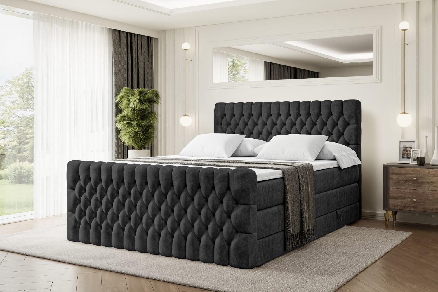 wohnli-moebel-suche-800001356897-1 BOXSPRINGBETT SERENE-Z KING - 120 x 200 - H3/H4 - Schwarz Holzwerkstoff ALTDECOR Möbel > Betten > Boxspringbetten Schwarz