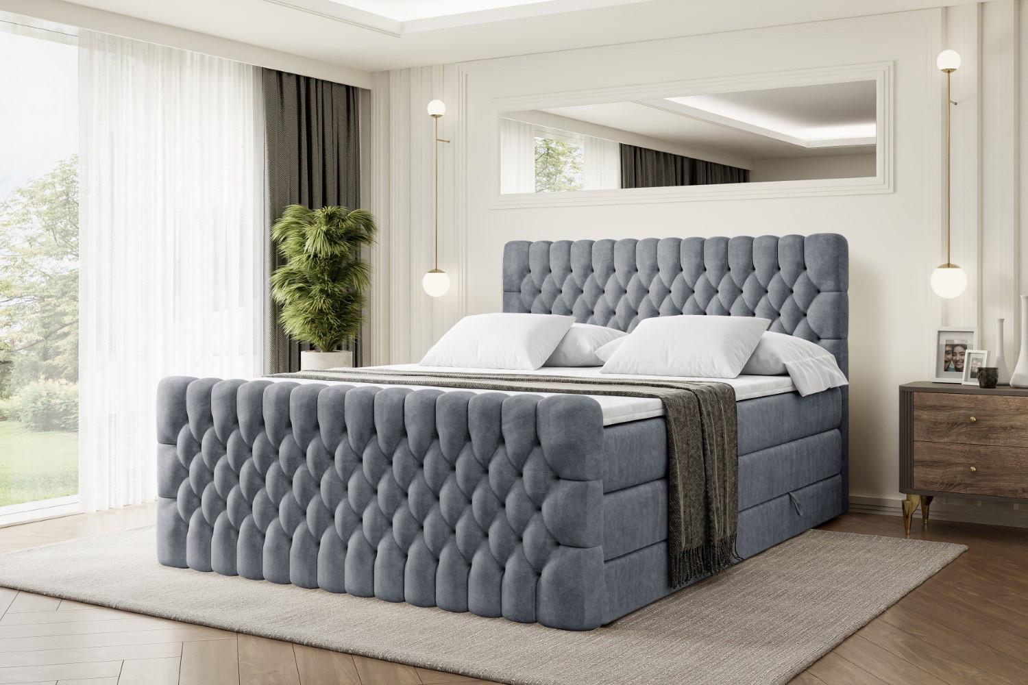 wohnli-moebel-suche-800001356941-1 BOXSPRINGBETT SERENE-Z KING - 200 x 200 - H3/H4 - Grau Holzwerkstoff ALTDECOR Möbel > Betten > Boxspringbetten Grau