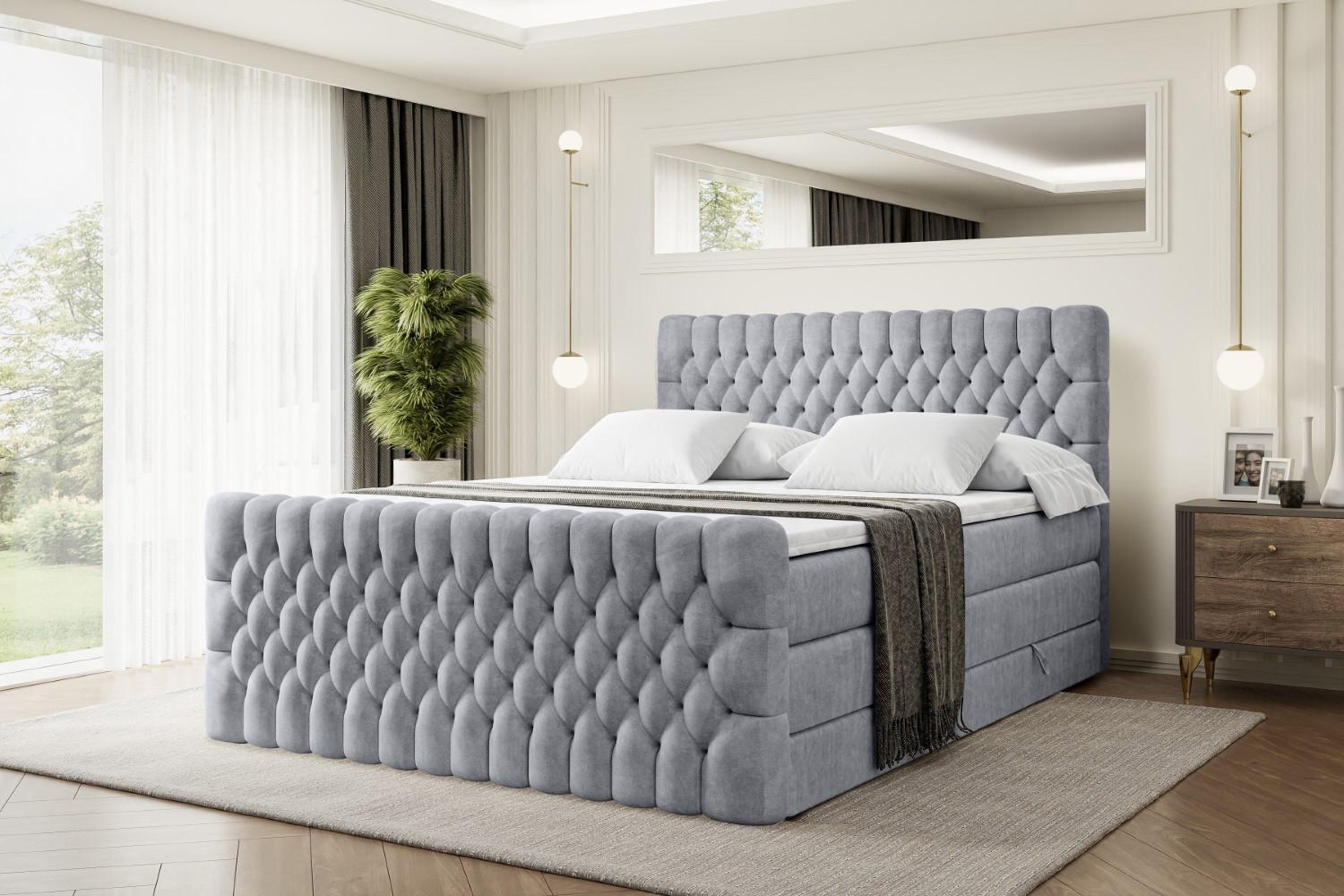 wohnli-moebel-suche-800001356951-1 BOXSPRINGBETT SERENE-Z KING - 160 x 200 - H3/H4 - Hellgrau Holzwerkstoff ALTDECOR Möbel > Betten > Boxspringbetten Grau