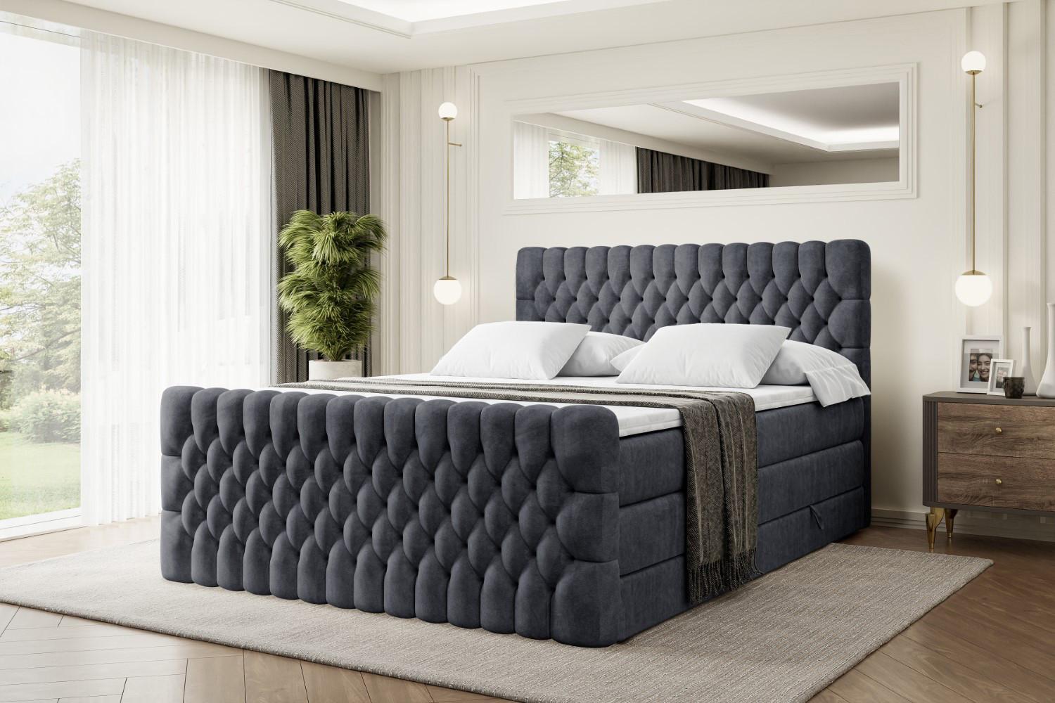wohnli-moebel-suche-800001356979-1 BOXSPRINGBETT SERENE-Z KING - 200 x 200 - H3/H4 - Dunkelgrau Holzwerkstoff ALTDECOR Möbel > Betten > Boxspringbetten Grau