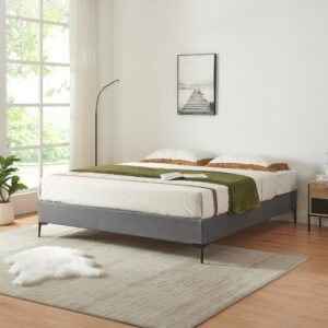 BETTRAHMEN Lilla Holzwerkstoff, Metall, Textil [en.casa] Möbel > Betten Grau