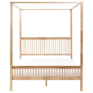wohnli-moebel-suche-800001360692-1 HIMMELBETT 160/200 cm Hellbraun Harfleur Holz Beliani Möbel > Betten Braun