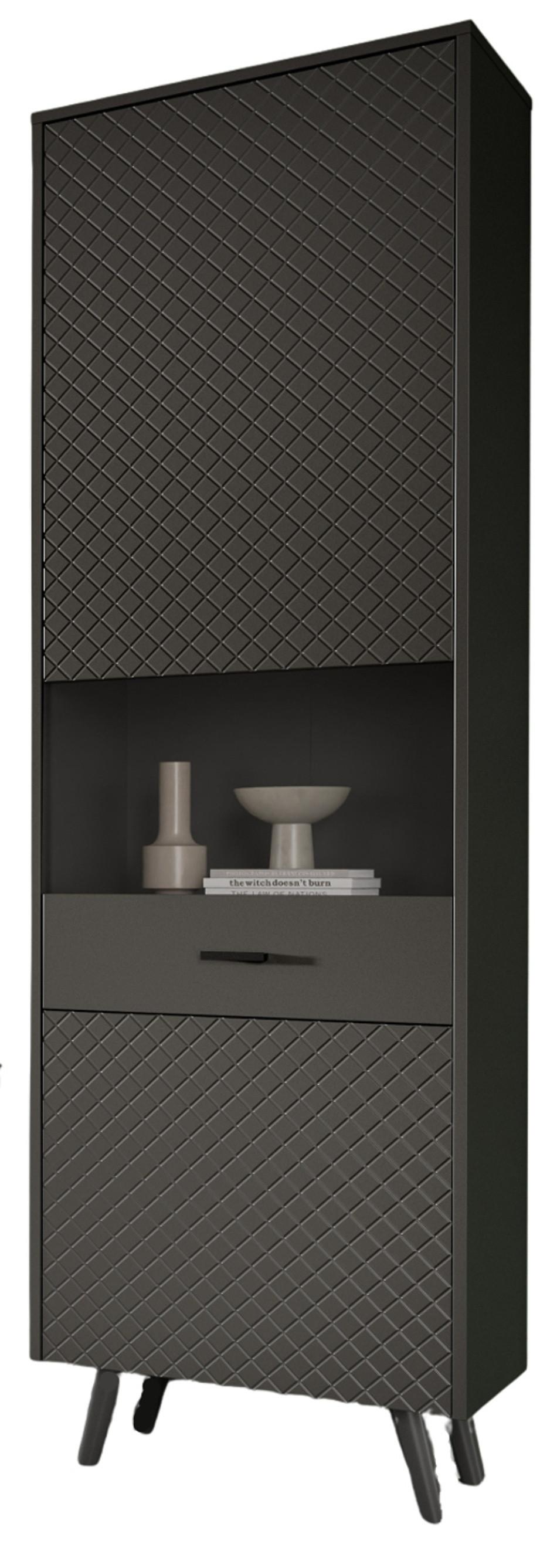 Wohnli Möbelsuche - VITRINE grau matt 58 x 195 cm