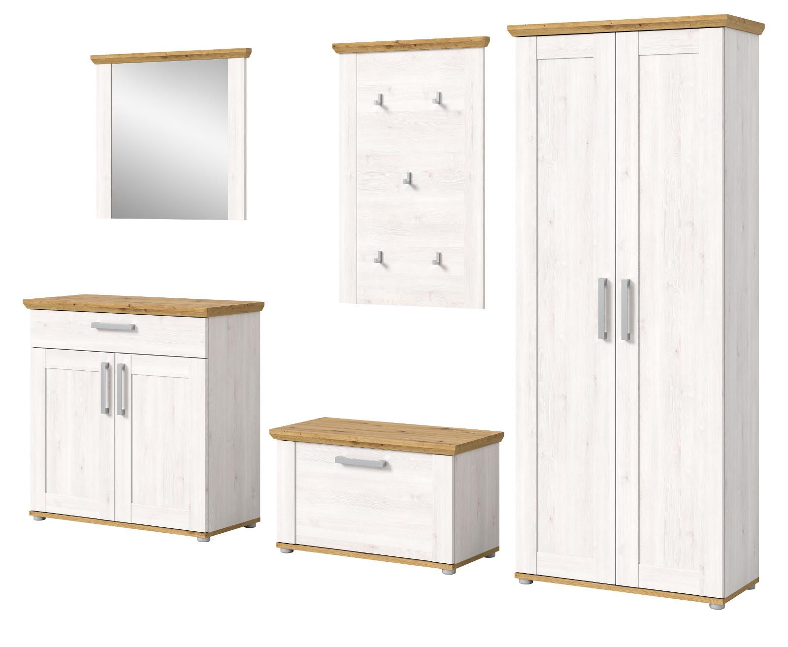 wohnli-moebel-suche-800001361823 Wohnli Möbelsuche - GARDEROBE Set 5-teilig weiß Lärche 285 cm
