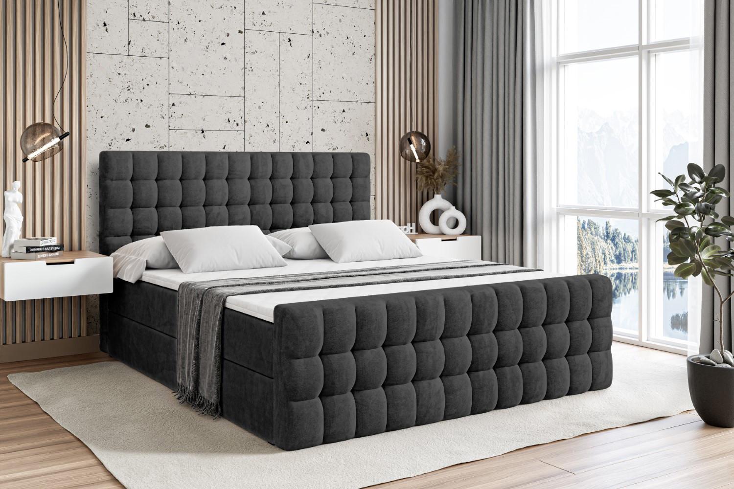 BOXBETT VIONE-Z - 200 x 200 - H4 - Schwarz Holzwerkstoff ALTDECOR Möbel > Betten > Boxspringbetten Schwarz