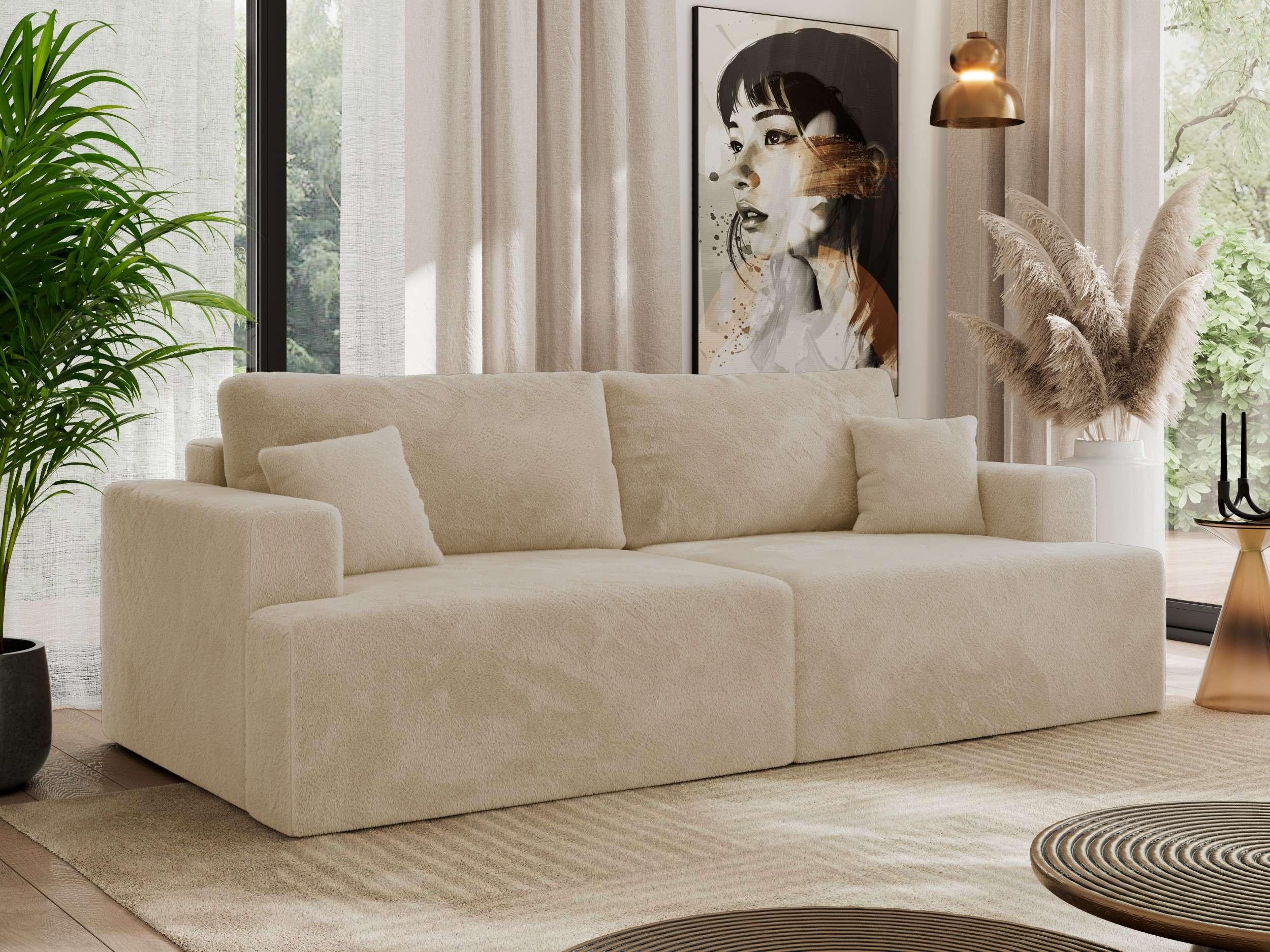 4-SITZER SOFA VIRELLA Creme Plüsch Textil MKS Möbel > Sofas & Couches > Sofas Weiß