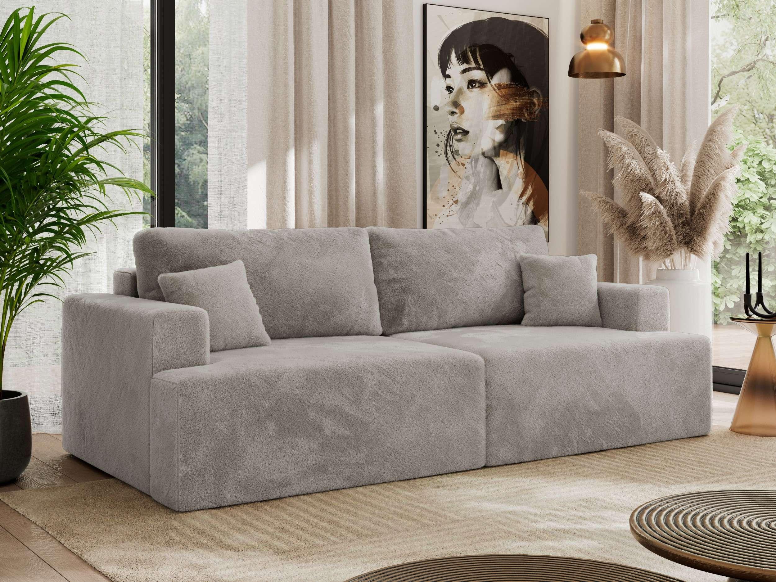 4-SITZER SOFA VIRELLA Hellgrau Plüsch Textil MKS Möbel > Sofas & Couches > Sofas Grau