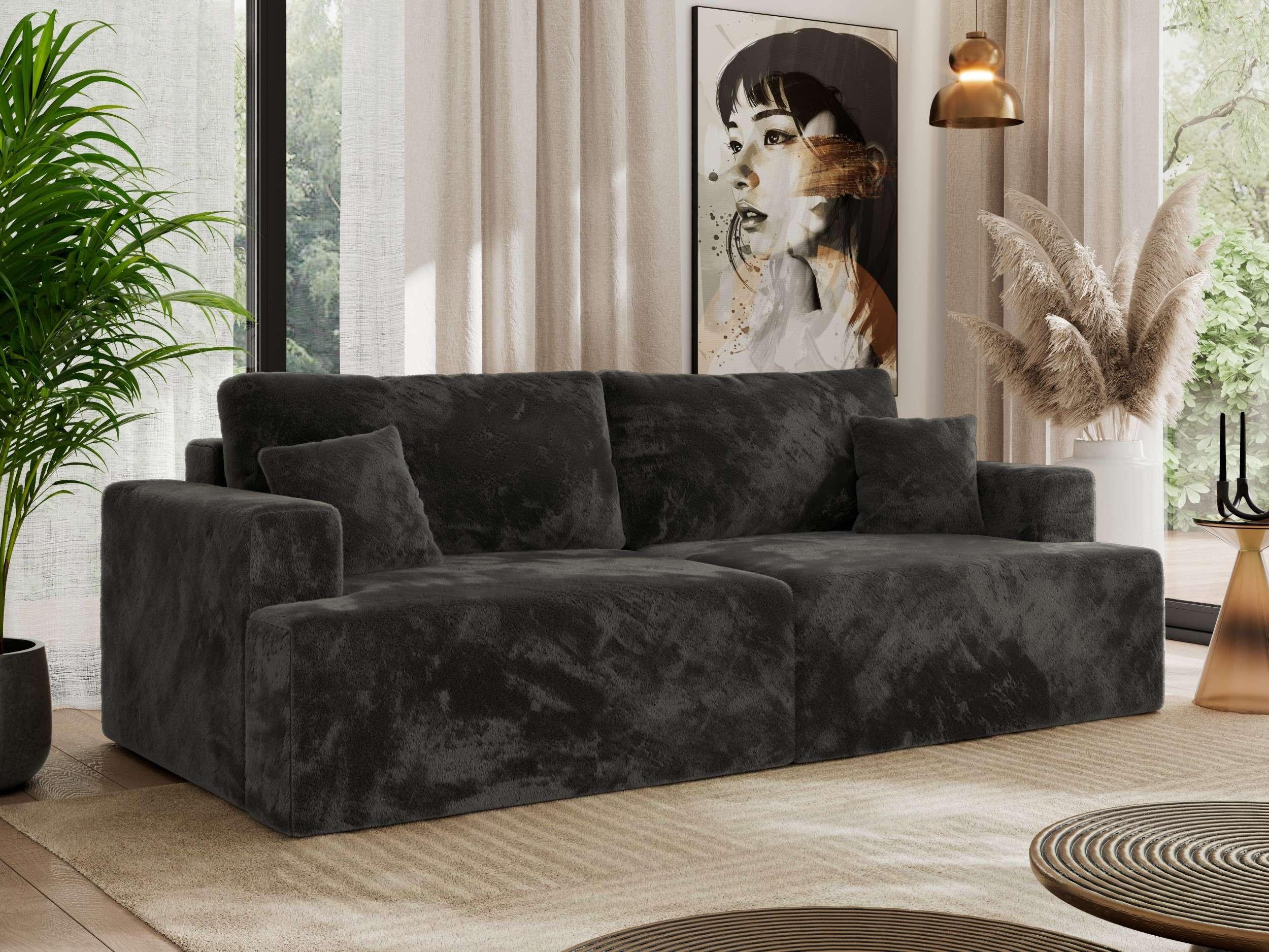 4-SITZER SOFA VIRELLA Dunkelgrau Plüsch Textil MKS Möbel > Sofas & Couches > Sofas Grau