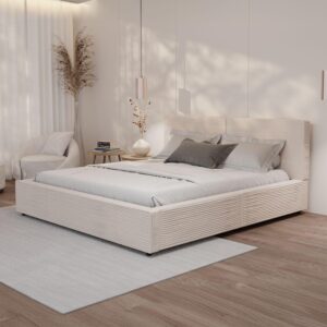 POLSTERBETT Salerno Cord beige 180x200 cm Textil Juskys Möbel > Betten > Polsterbetten Beige
