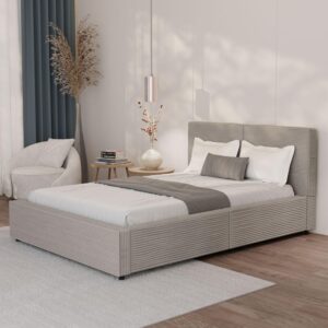 wohnli-moebel-suche-800001365443-1 POLSTERBETT Salerno Cord taupe 140x200 cm Textil Juskys Möbel > Betten > Polsterbetten Taupe
