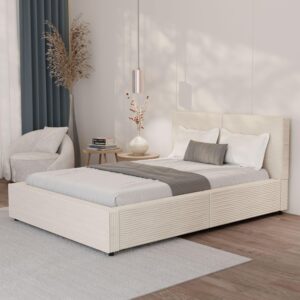 POLSTERBETT Salerno Cord beige 140x200 cm Textil Juskys Möbel > Betten > Polsterbetten Beige