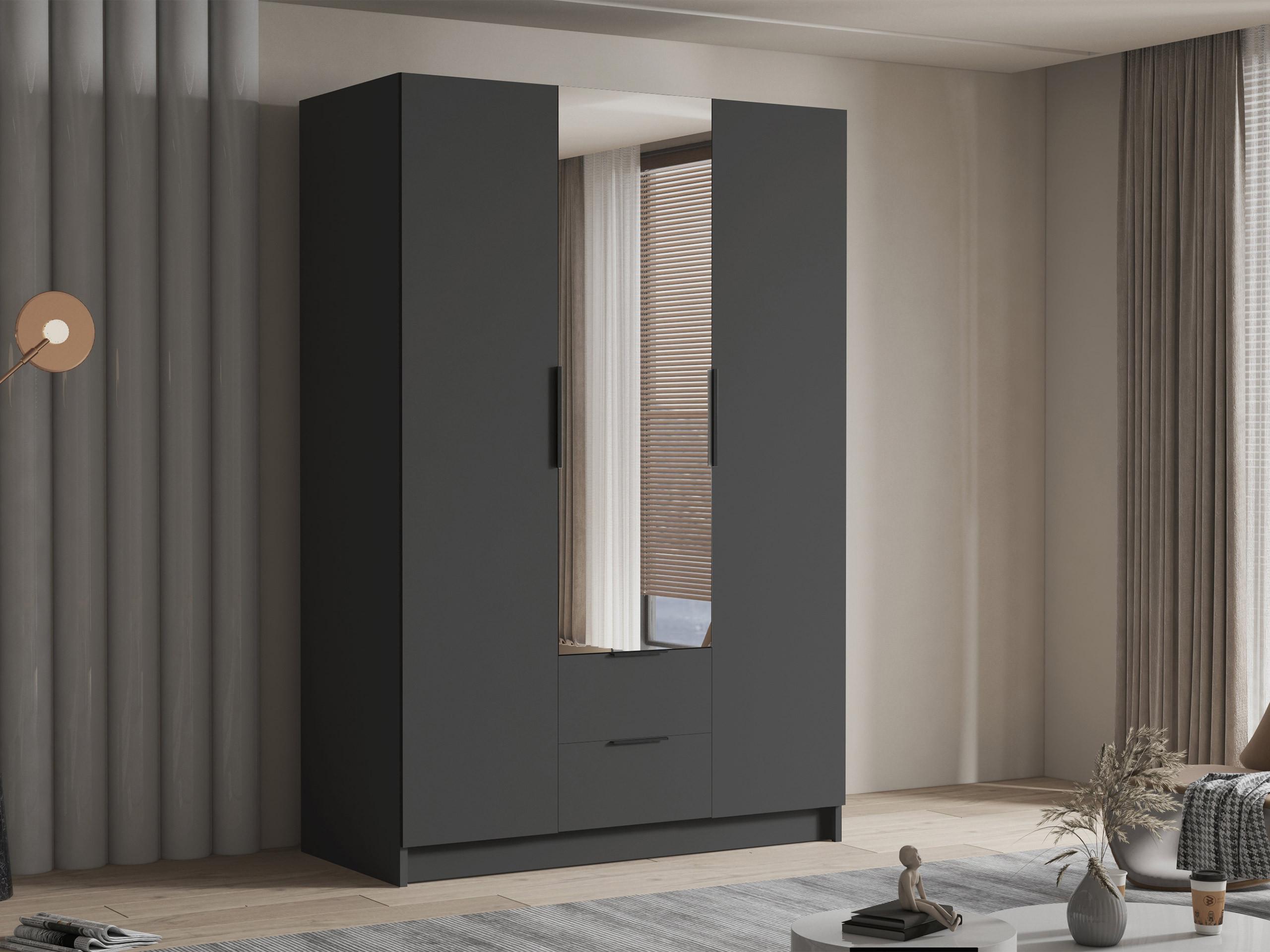 KLEIDERSCHRANK Calwi II Holzwerkstoff MIRJAN24 Möbel > Schränke > Kleiderschränke > Drehtürenschränke Schwarz