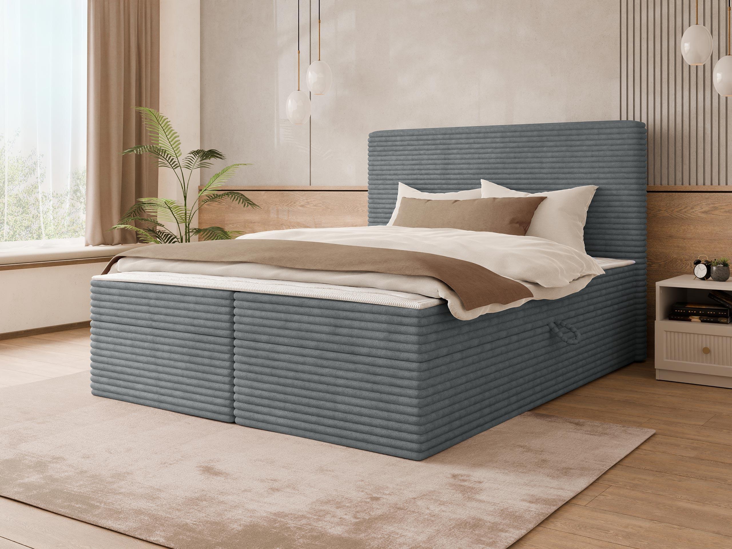BOXBETT Wokio - H3 Textil MIRJAN24 Möbel > Betten > Boxspringbetten Grau