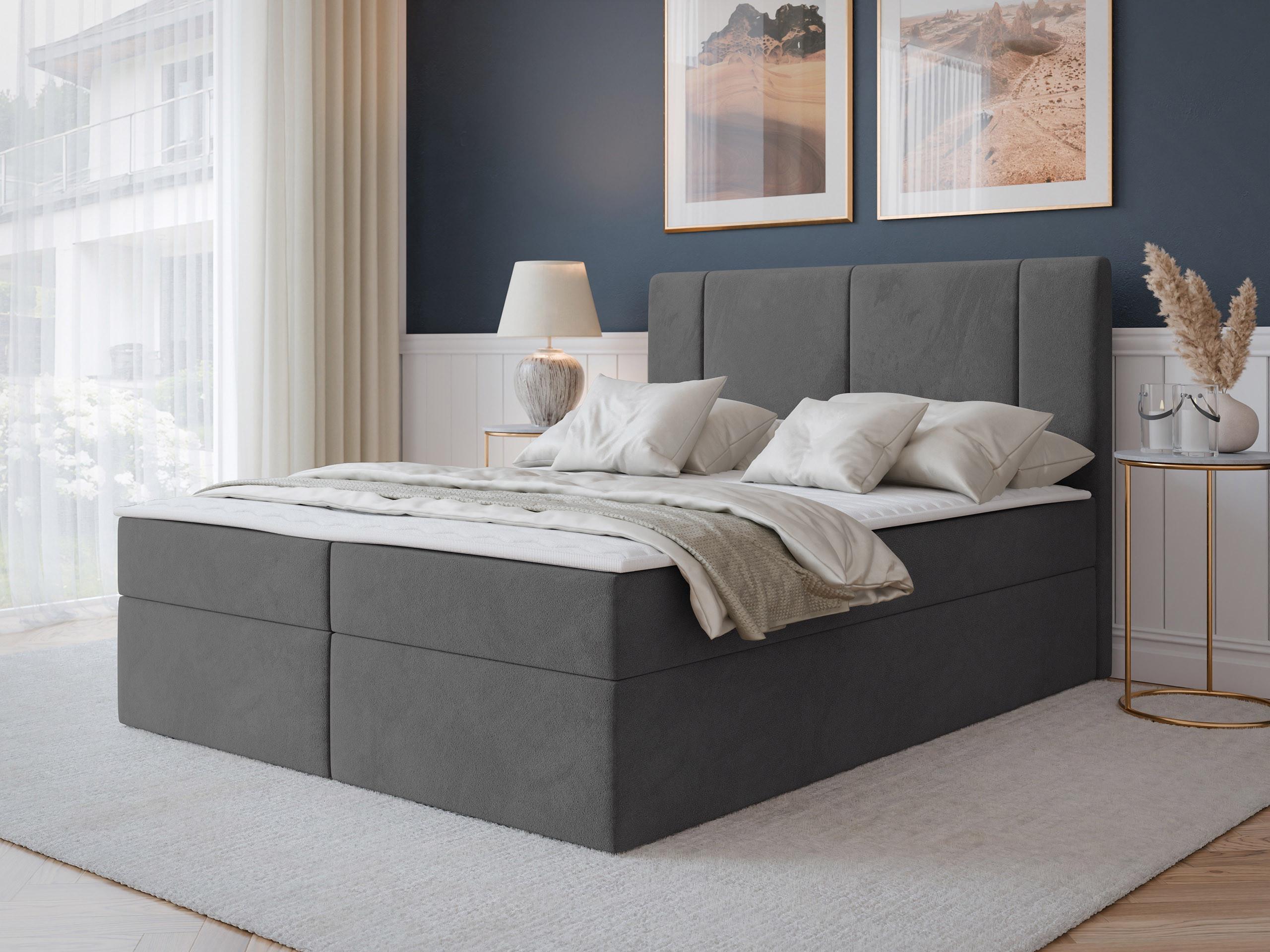 BOXBETT Michelle 140x200 - H3 Textil MIRJAN24 Möbel > Betten > Boxspringbetten Grau
