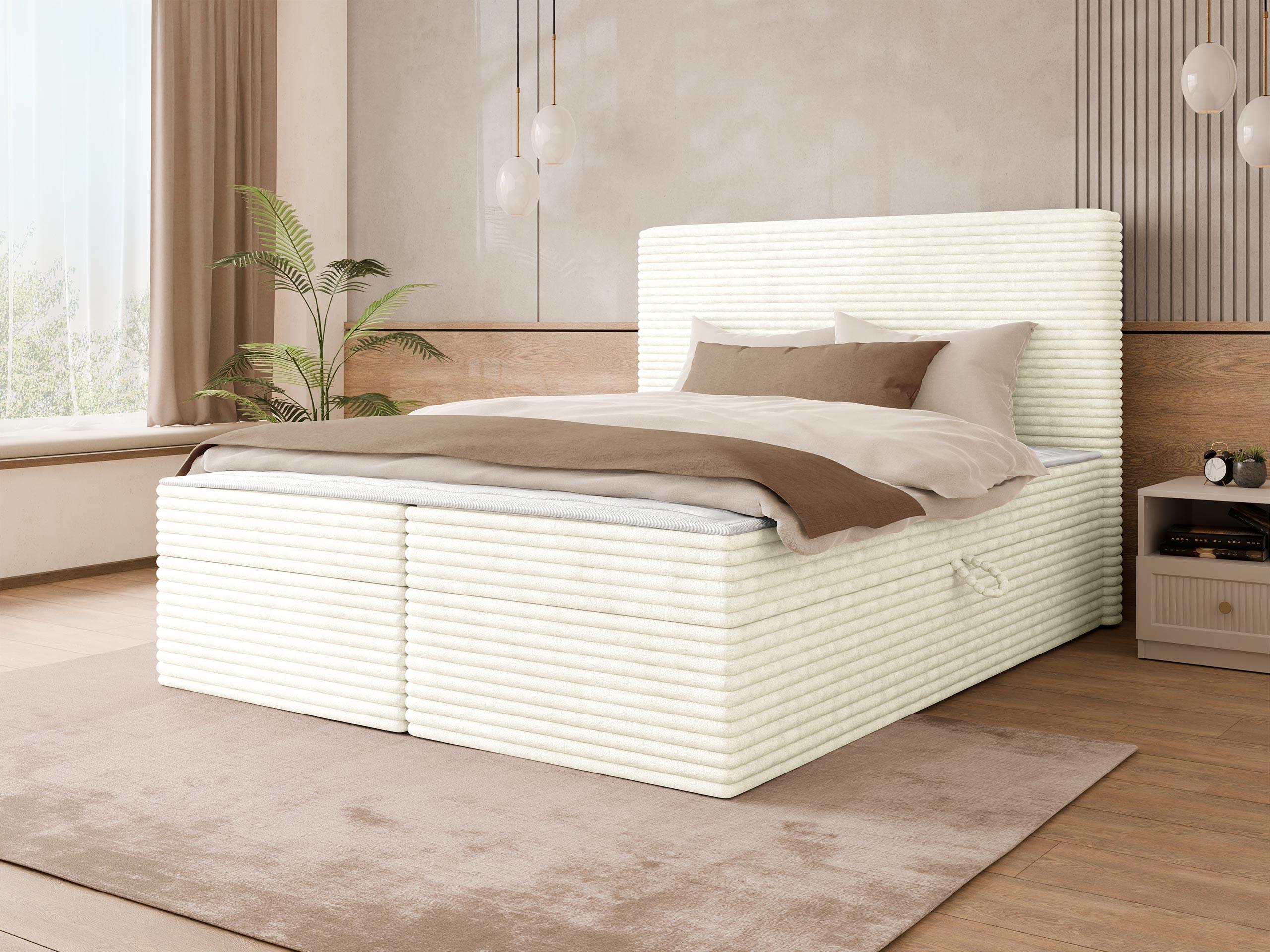 BOXBETT Wokio - H3 Textil MIRJAN24 Möbel > Betten > Boxspringbetten Weiß