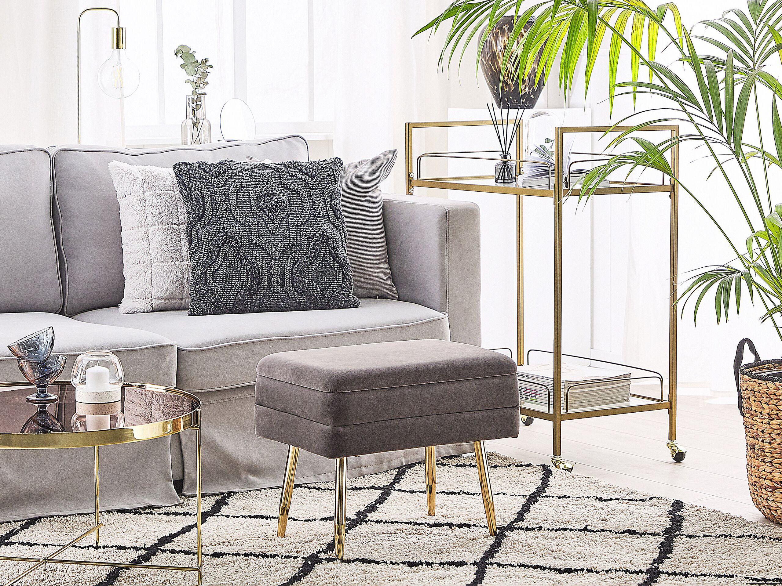 TRUHENBANK Grau Odessa Textil Beliani Möbel > Sessel > Hocker Grau