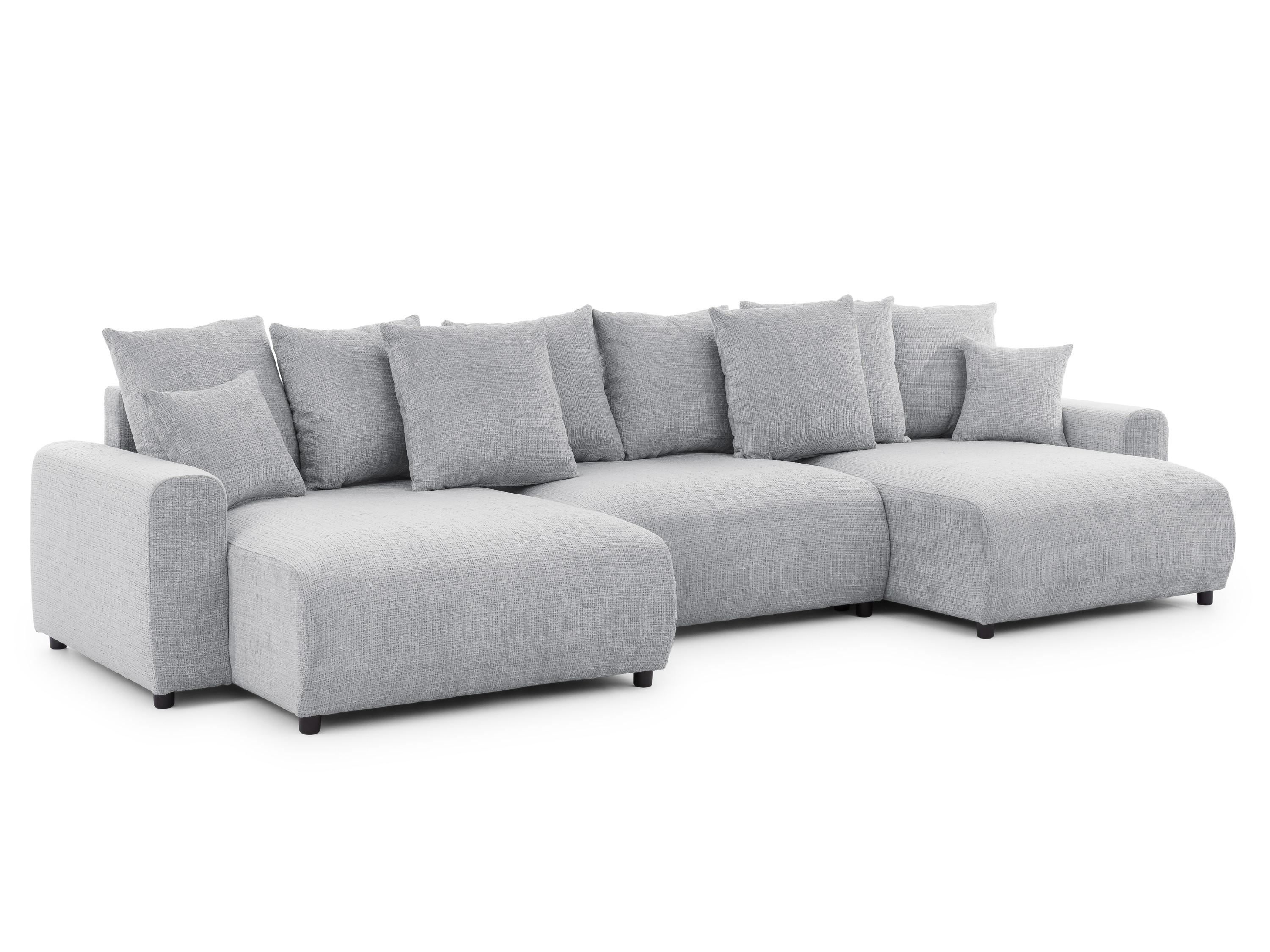 wohnli-moebel-suche-800001381650 Wohnli Möbelsuche - WOHNLANDSCHAFT Calma mit Schlaffunktion und Bettkasten im Bumpy-Design aus weichem Hellgrau Chenille-Stoff