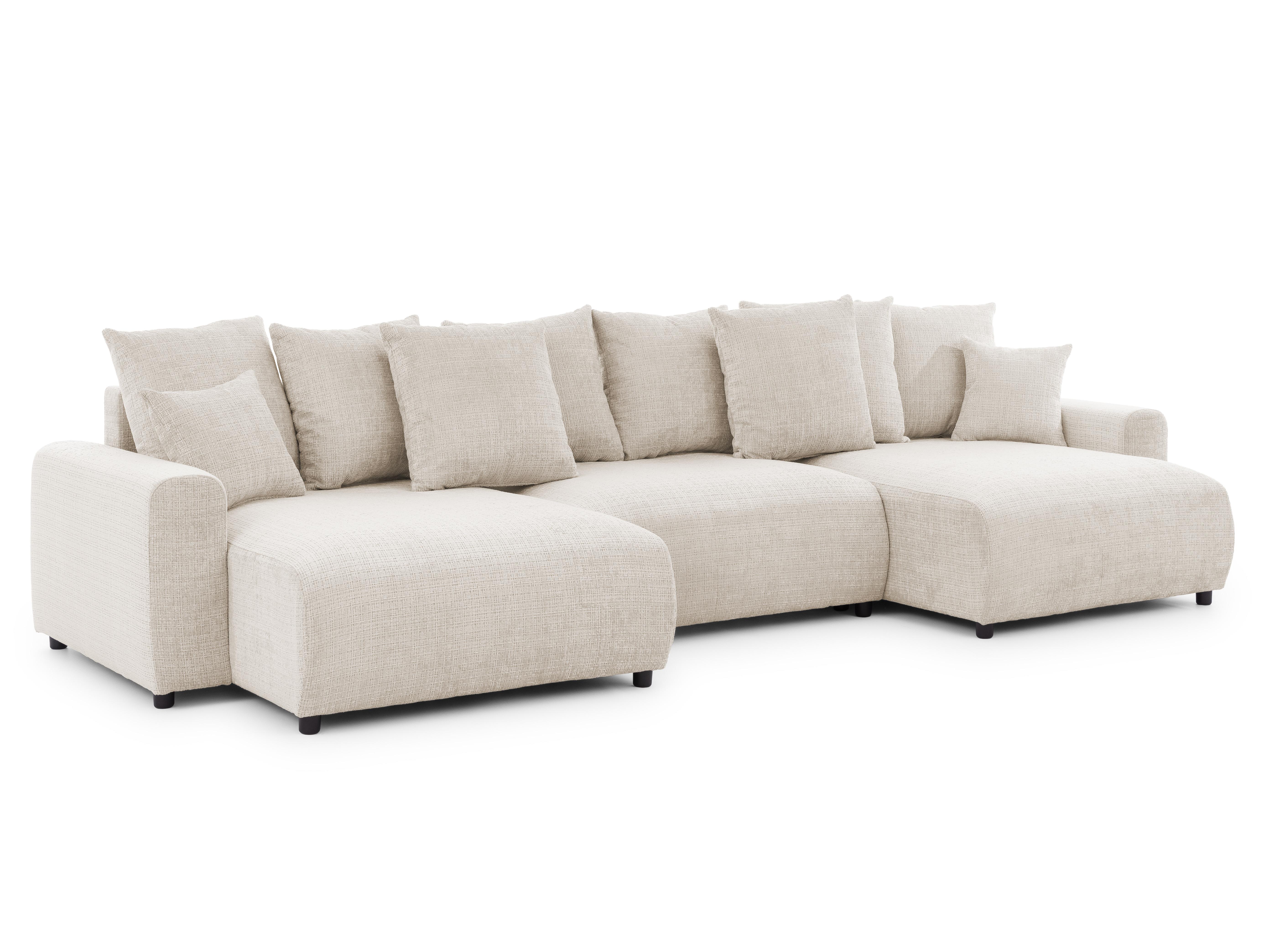 wohnli-moebel-suche-800001381652 Wohnli Möbelsuche - WOHNLANDSCHAFT Calma mit Schlaffunktion und Bettkasten im Bumpy-Design aus weichem Beige Chenille-Stoff