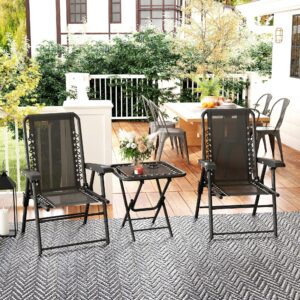 wohnli-moebel-suche-800001382471-1 BISTRO Set 3-teilig aus Stahl Wetterfest Gartenmöbel Set mit Bistrotisch Metall Outsunny Garten & Outdoor > Gartenmöbel > Gartenmöbel-Sets Schwarz