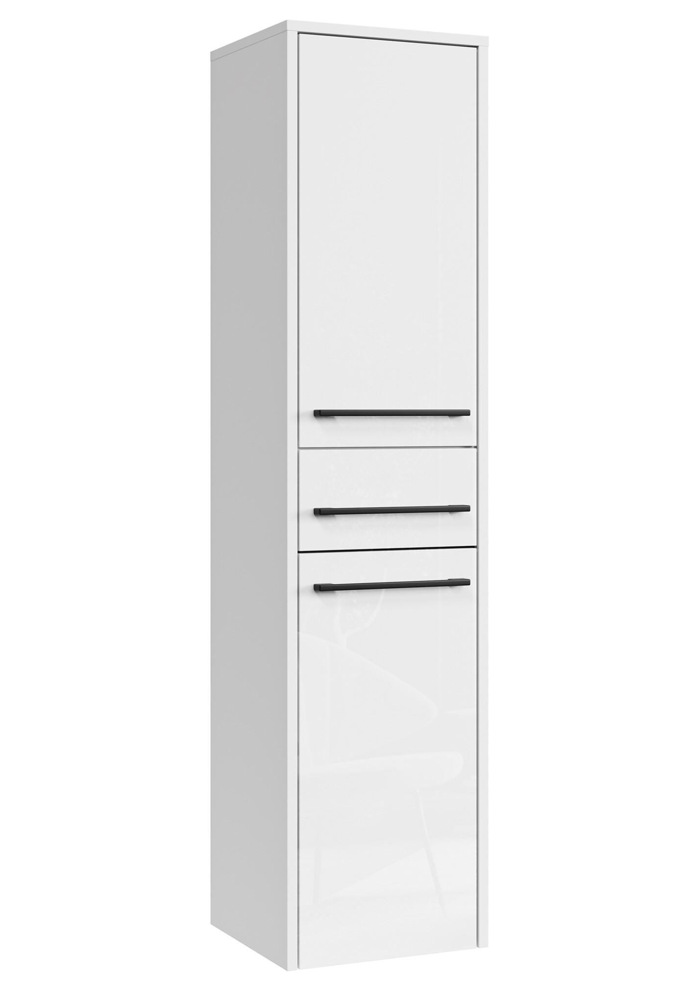 Wohnli Möbelsuche - BADEZIMMERSCHRANK Florence mit 2 Türen Weiß Hochglanz - 30 x 35 x 130 cm