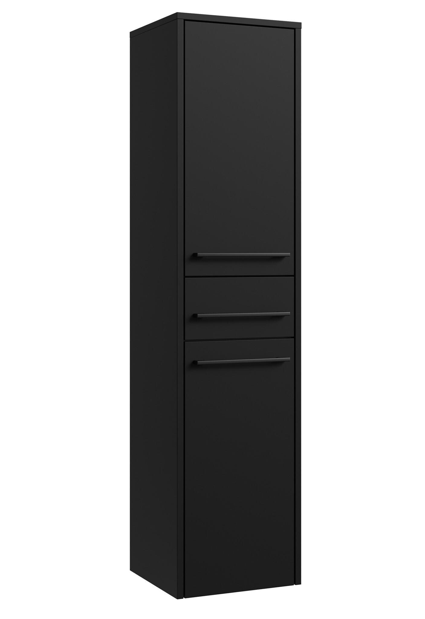 Wohnli Möbelsuche - BADEZIMMERSCHRANK Florence mit 2 Türen Schwarz Matt - 30 x 35 x 130 cm